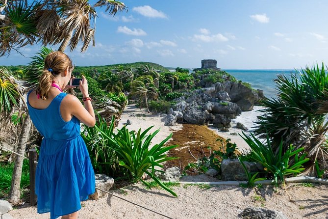 4 PLACES 1 DAY Tour to Coba and Tulum Ruins, Cenote and Playa del Carmen. - Stop 1: Tulum Ruins on the Cliff, Plus Beach Time Under the Rocks