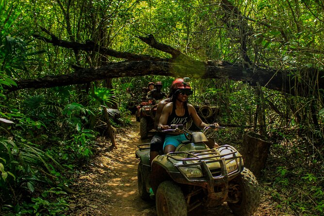 Amazing ATV Tour, Ziplines and Cenote Swim with Lunch and round trip included - Cenote swim: sacred vibes, and ladder vs warrior-jump entry