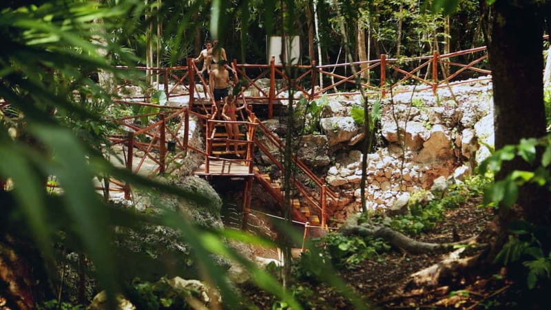 Cancún: Cenotes Adventure with Tequila Tasting & Mayan Snack - The first cenote stop on Ruta de los Cenotes: swim, float, repeat
