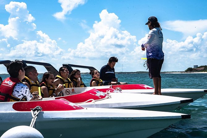 Cancun speedboat and snorkel tour: shared speedboat - Snorkeling at Punta Nizuc: clear water, underwater statues, and real guidance