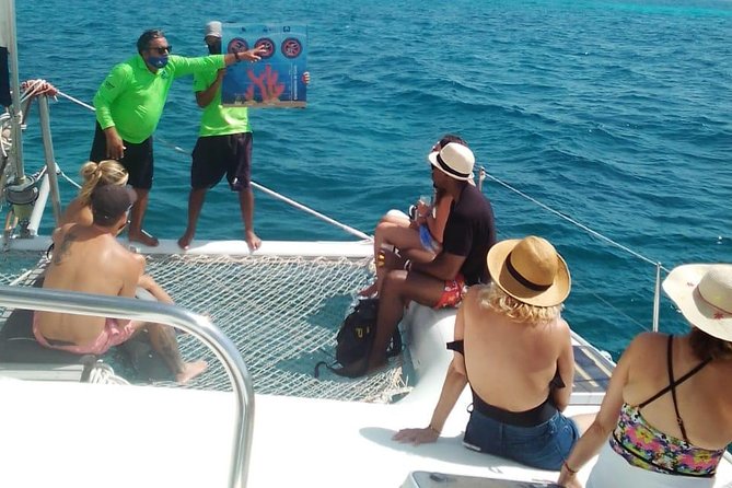 Catamaran to Isla Mujeres, Open bar, buffet, Beach Club Included - Isla Mujeres from the north side to the west, with beach club time and a buffet