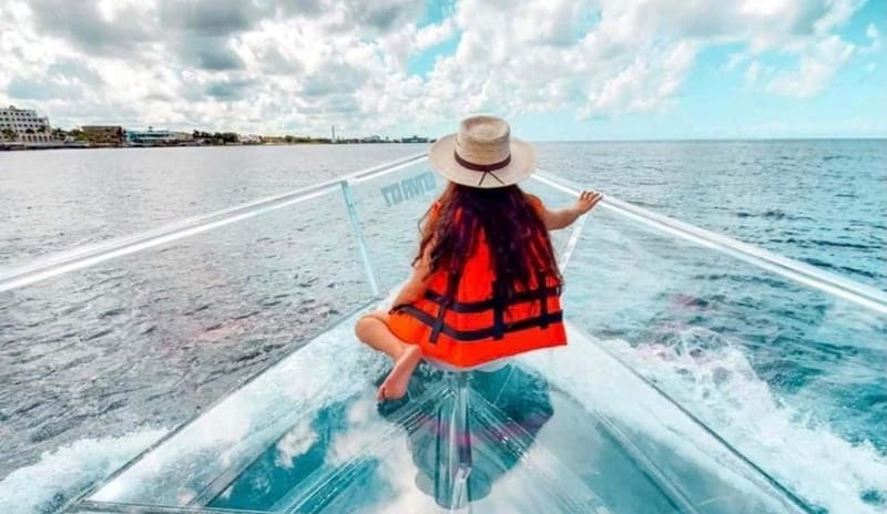 From Cancun: Glass Boat Sightseeing Trip - Glass Hull Views Over Nichupte Lagoon and the Caribbean