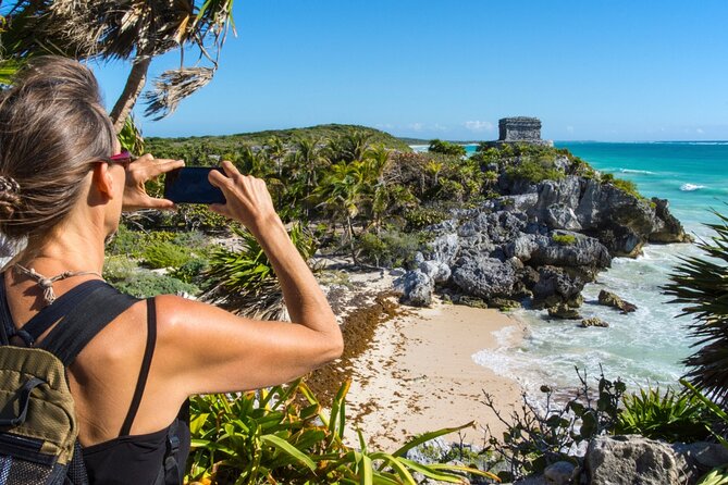 Full Day Tour to Tulum, Cenote Mariposa and Playa del Carmen Eco - Stop 1: Tulum Archaeological Site With Guided Mayan Context