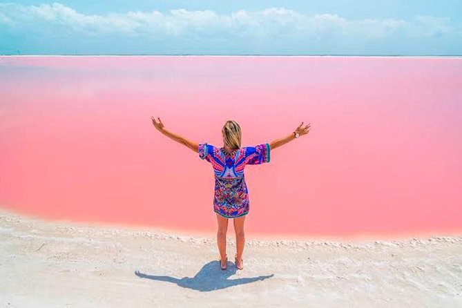 Las Coloradas Tour! Boat Ride, Lunch & Rio Lagartos from Cancun - Stop 1: Las Coloradas pink lagoons and the flamingo feeding story