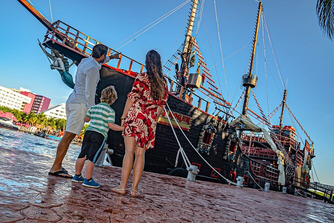 Night Pirate Show in Cancun aboard a Pirate Ship Lobster Dinner - Dinner on Deck: Lobster Surf and Turf, Kids Menu, and Wine