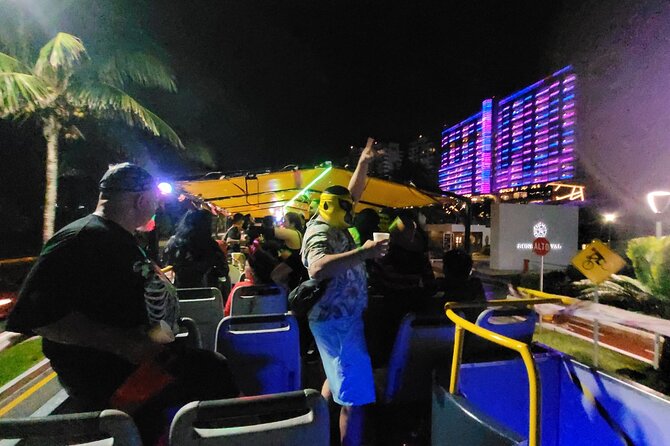Private Party Bus Loop in Cancun - Your night route: Avenida Kukulkan, Playa Delfines photo stop, and Tulum Avenue
