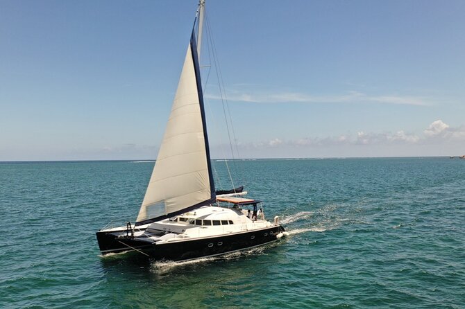 Puerto Morelos Secret Sandbar Catamaran Sail - Boarding Catamaran Adelita at Marina La Bonita